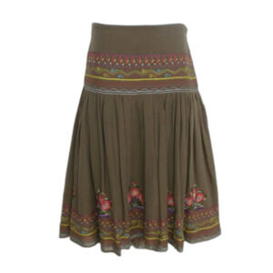 FEMME Skirt, 8, Olive green Embroidered Floral